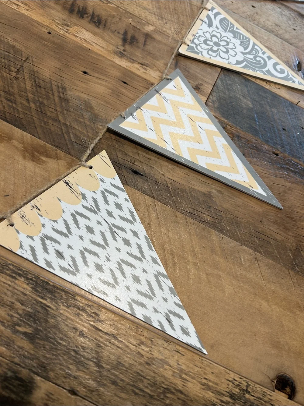 Yellow & Gray Decorative Pennant Banner Garland
